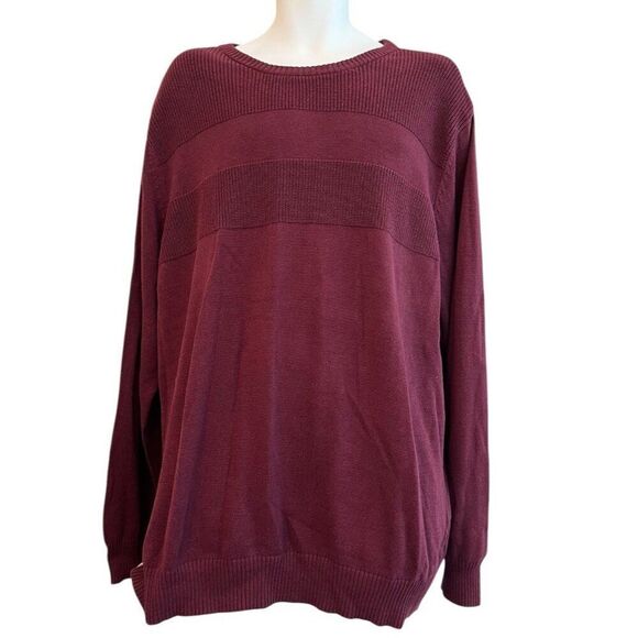 Mens XXL Plum Textured Cotton Sweater Red Burgundy Lightweight NWT - Picture 2 of 5